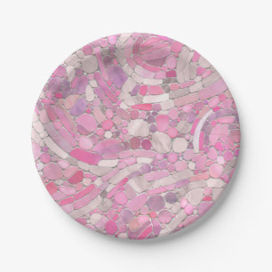 Assiettes En Carton Galets Mosaic Art - Rose rose pâle