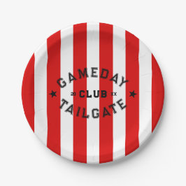 Assiettes En Carton Gameday Tailgate Club Red Stripe Custom Party