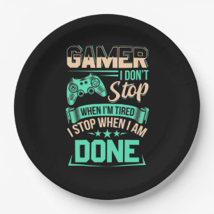 Assiettes En Carton Gamer Je M'Arrête Quand J'Ai Fini