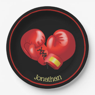 Assiettes En Carton Gants de boxe Conception Papier Plaque