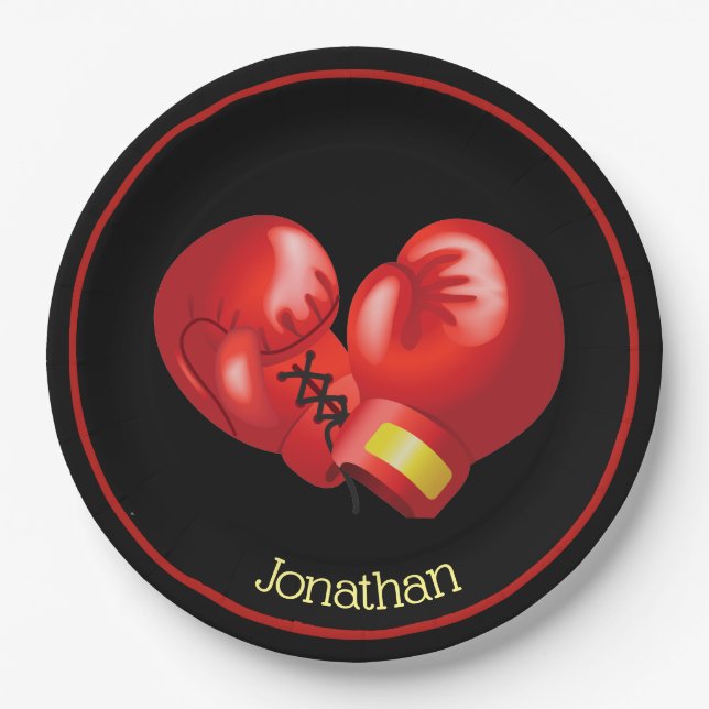 Assiettes En Carton Gants de boxe Conception Papier Plaque (Devant)