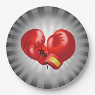 Assiettes En Carton Gants de boxe Conception Papier Plaque