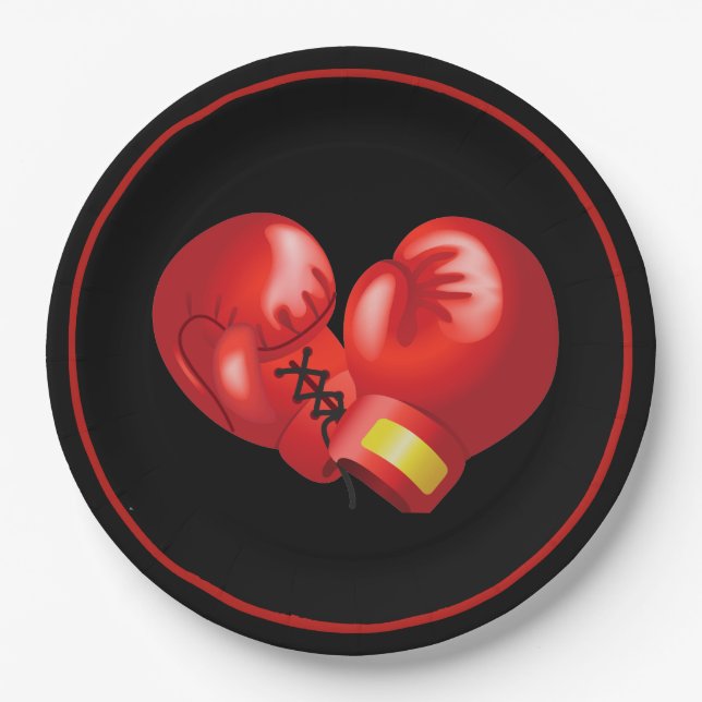 Assiettes En Carton Gants de boxe Conception Papier Plaque (Devant)
