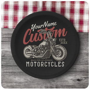Assiettes En Carton Garage de moto Rebel Cruiser Personnalisé