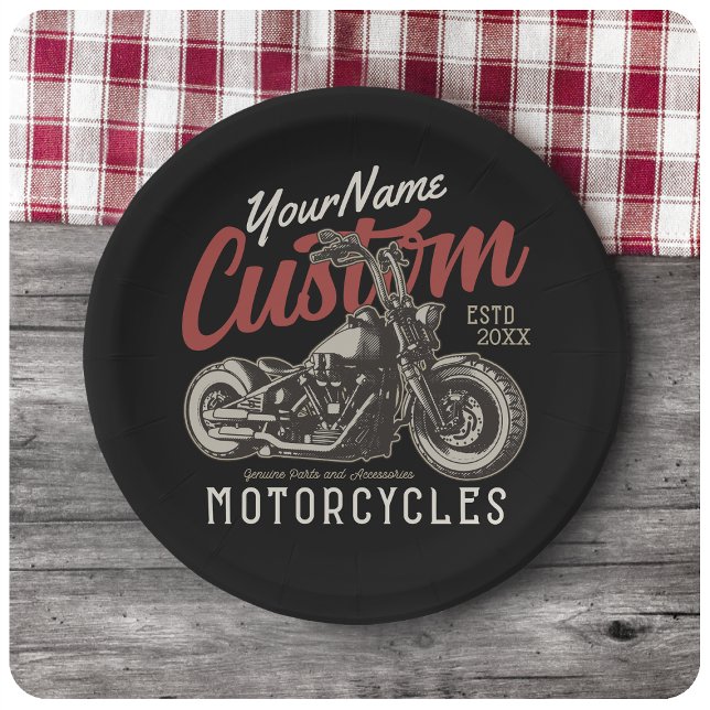 Assiettes En Carton Garage de moto Rebel Cruiser Personnalisé (Créateur téléchargé)