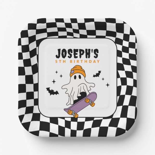 Assiettes En Carton Garçon Éffrayant Halloween Plaques papier fête d'a (Recto)
