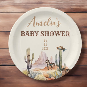 Assiettes En Carton Garçon occidental Un petit cow-boy marron Baby Sho