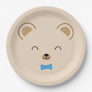 Assiettes En Carton garçon ours en peluche ANNIVERSAIRE bleu