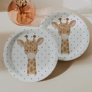 Assiettes En Carton Garçon Safari Girafe à pois de Wild One