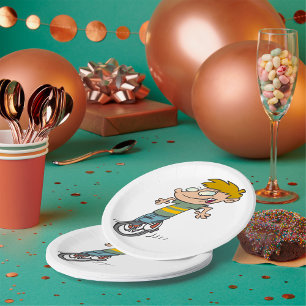 Assiettes En Carton Garçon Sur Un Monocycle