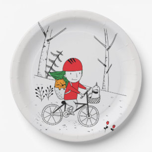 Assiettes En Carton Garçon sur vélo