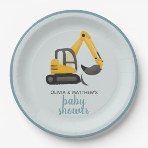 Assiettes En Carton Garçons Baby shower de Digger mignonne