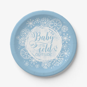 Assiettes En Carton Garçons Bébé Il fait froid dehors 7" Plaque en pap