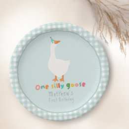 Assiettes En Carton Garçons Blue One Silly Goose 1er anniversaire