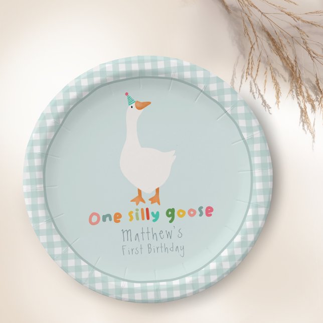 Assiettes En Carton Garçons Blue One Silly Goose 1er anniversaire (Créateur téléchargé)