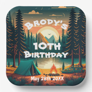 Assiettes En Carton Garçons Camping Aventure Anniversaire Plaque Papie