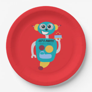 Assiettes En Carton Garçons d'anniversaire de robot coloré
