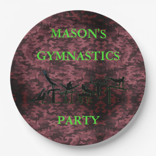 Assiettes En Carton Garçons Gymnastique Anniversaire Fête Plaques Camo