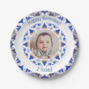 Assiettes En Carton Garçons Joyeux Anniversaire Vibrant Blue Star Cust