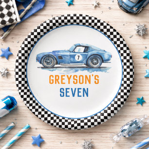Assiettes En Carton Garçons Voiture de Course Bleue Cool Enfants Anniv
