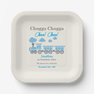 Assiettes En Carton Garys Blue Train 2e fête d'anniversaire