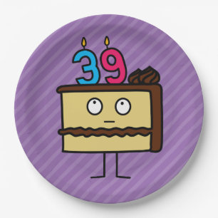 Assiettes En Carton Gâteau aux bougies le 39e anniversaire