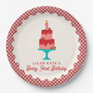 Assiettes En Carton Gâteau aux fraises Berry First Birday