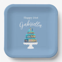 Gâteau d'anniversaire bleu personnalisé
