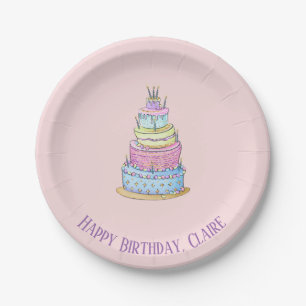 Assiettes En Carton Gâteau d'anniversaire de la princesse de petite