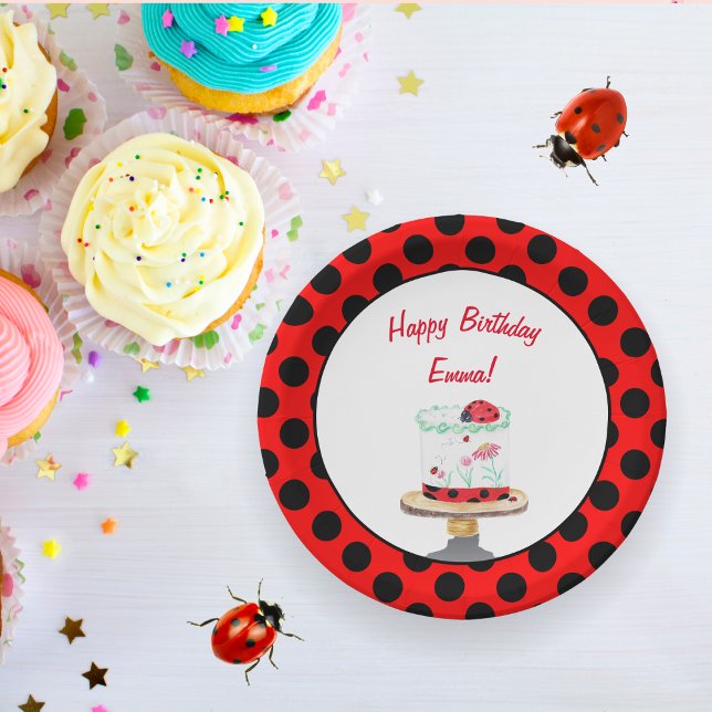 Assiettes En Carton Gâteau d'anniversaire personnalisé à l'aquarelle c (Créateur téléchargé)