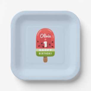 Assiettes En Carton Gâteau de glace pastèque mignon pour un 1er annive