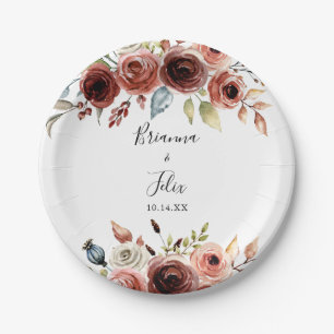 Assiettes En Carton Gâteau Mariage Floral Élégant du printemps