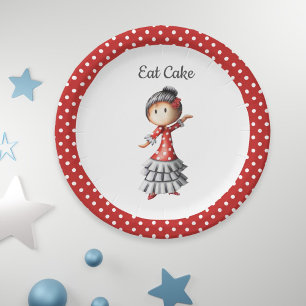 Assiettes En Carton Gâteau traditionnel Rouge Blanc Polka Dot Sevillan