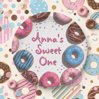 Assiettes En Carton Gâteaux Donuts 1er Anniversaire 
