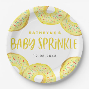 Assiettes En Carton Gaufrettes au jaune à l'aquarelle Baby Sprinkle