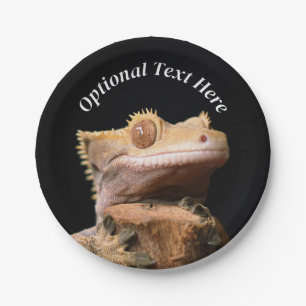 Assiettes En Carton Gecko Lizard en crête sur noir