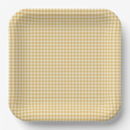 Assiettes En Carton Gender Neutral Yellow Gingham Paper Plate