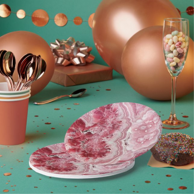 Assiettes En Carton Géode cristal rose (Multi)