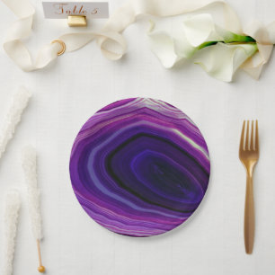 Assiettes En Carton Géode Violet Tourbillonnant Tombé