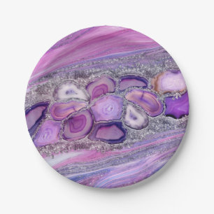 Assiettes En Carton Geodes crystal Flow - Purple and Violet