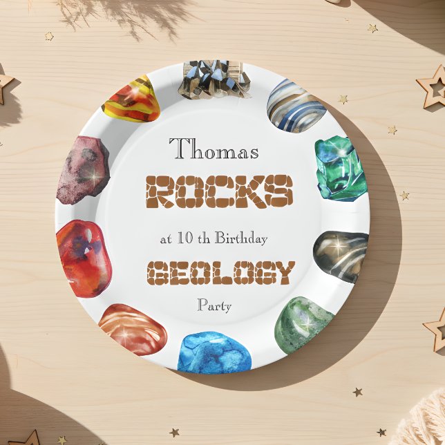 Assiettes En Carton Géologie fête d'anniversaire roche gemstone (Créateur téléchargé)