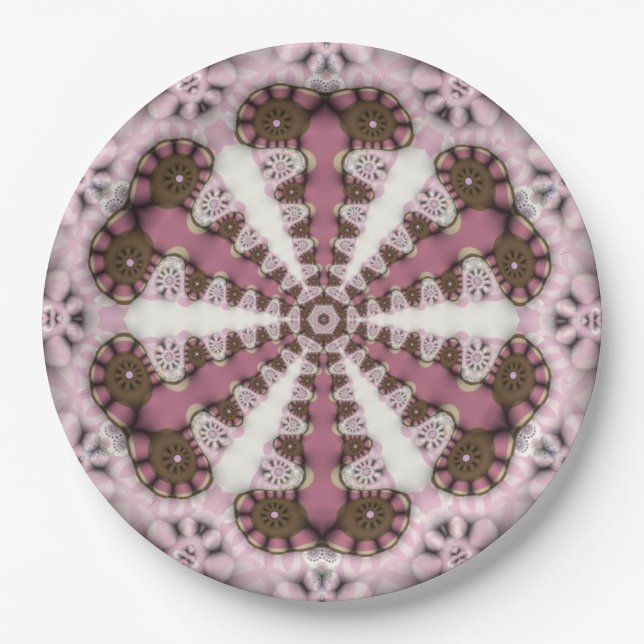 Assiettes En Carton Géométrie Pays Terre Rose Mandala (Devant)
