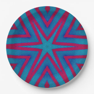 Assiettes En Carton Géométrie rouge étoile et bleu