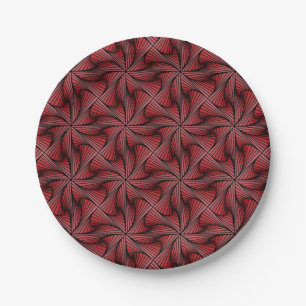 Assiettes En Carton Géométrique 3D en rotation spirale rouge