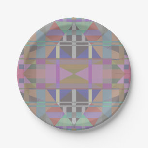 Assiettes En Carton Géométrique vert violet rose