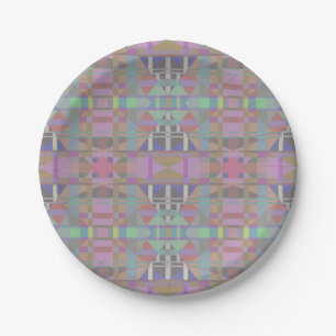 Assiettes En Carton Géométrique vert violet rose