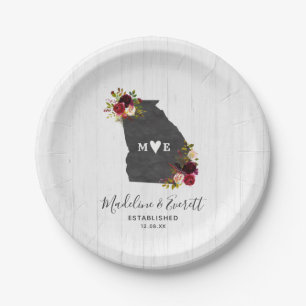 Assiettes En Carton Géorgie State Destination Mariage Monogramme