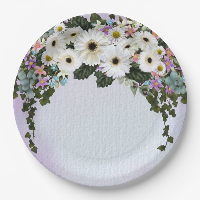 Assiettes En Carton Gerbera Daisies Mariage de swag (Devant)