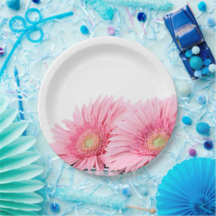 Assiettes En Carton Gerbera Rose Daisies Élégante Photographie