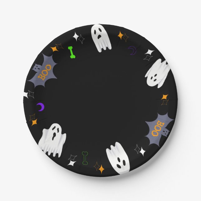 Assiettes En Carton Ghost Halloween (Devant)